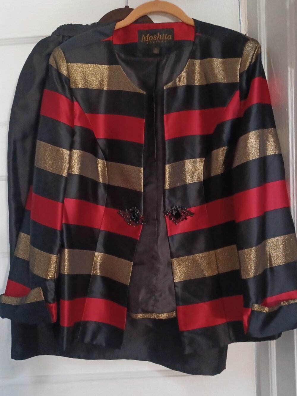 Black Red Gold Skirt Set, sz 10 by Moshita Couture